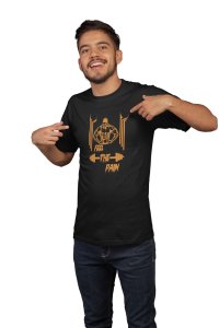 Feel The Pain, Curved Lines Round Neck Gym Tshirt (Orange) (Black Tshirt) - Clothes for Gym Lovers - Suitable for Gym Going Person - Foremost Gifting Material for Your Friends and Close Ones