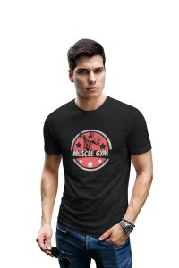 Muscle Gym (BG Orange), Round Neck Gym Tshirt (Black Tshirt) - Clothes for Gym Lovers - Foremost Gifting Material for Your Friends and Close Ones