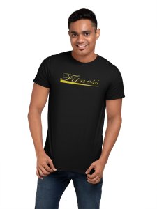 Fitness, (BG Golden), Round Neck Gym Tshirt (White Tshirt) - Clothes for Gym Lovers - Suitable for Gym Going Person - Foremost Gifting Material for Your Friends and Close Ones