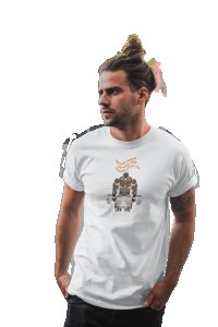 Work Hard, Dream Big, Never Give Up (BG Brown Bodybuilder) Round Neck Gym Tshirt (White Tshirt) - Clothes for Gym Lovers - Suitable for Gym Going Person - Foremost Gifting Material for Your Friends and Close Ones