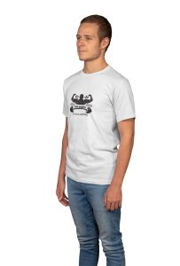Stop Wishing, Start Dowing, (BG Black), Round Neck Gym Tshirt (White Tshirt) - Clothes for Gym Lovers - Suitable for Gym Going Person - Foremost Gifting Material for Your Friends and Close Ones