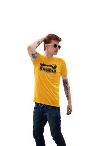Power House Gym, Round Neck Gym Tshirt (Yellow Tshirt) - Clothes for Gym Lovers - Suitable for Gym Going Person - Foremost Gifting Material for Your Friends and Close Ones