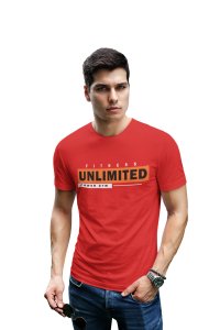 Fitness Unlimited, (BG Orange), Power Gym, 1 Dash, Round Neck Gym Tshirt (Red Tshirt) - Foremost Gifting Material for Your Friends and Close Ones