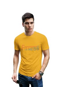 Fitness Round Neck Gym Tshirt (BG Orange and Grey) (Yellow Tshirt) - Clothes for Gym Lovers - Suitable for Gym Going Person - Foremost Gifting Material for Your Friends and Close Ones