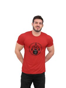 The Gym Is My Happy Place, Eat Sleep, Lift, Like, Round Neck Gym Tshirt (Red Tshirt) - Clothes for Gym Lovers - Suitable for Gym Going Person - Foremost Gifting Material for Your Friends and Close Ones