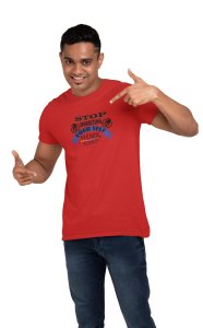 Stop Doubting Yourself, Work Hard, (BG Black), Round Neck Gym Tshirt (Red Tshirt) - Clothes for Gym Lovers - Suitable for Gym Going Person - Foremost Gifting Material for Your Friends and Close Ones