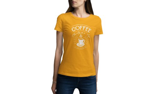 Coffee clarity in a cup - Yellow - printed t shirt - comfortable round neck cotton.