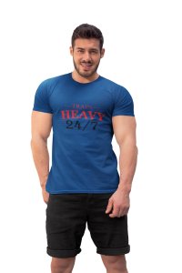 Train Heavy, Round Neck Gym Tshirt (Blue Tshirt) - Clothes for Gym Lovers - Suitable for Gym Going Person - Foremost Gifting Material for Your Friends and Close Ones