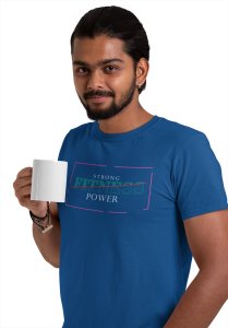 Strong Fitness Power, Inside Box, Round Neck Gym Tshirt (Blue Tshirt) - Clothes for Gym Lovers - Suitable for Gym Going Person - Foremost Gifting Material for Your Friends and Close Ones