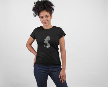 Beautiful hair girl - Line Art for Female - Half Sleeves T-shirt