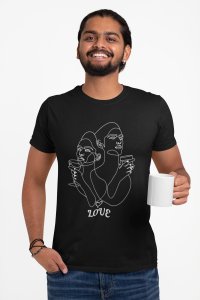 Love In Drink - Line Art for Male - Half Sleeves T-shirt