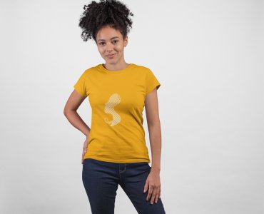 Beautiful hair girl - Line Art for Female - Half Sleeves T-shirt