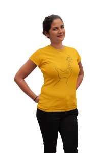 Butterfly on Finger - Line Art for Female - Half Sleeves T-shirt