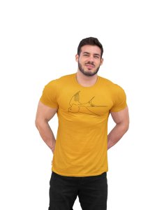 Flying Bird - Line Art for Male - Half Sleeves T-shirt