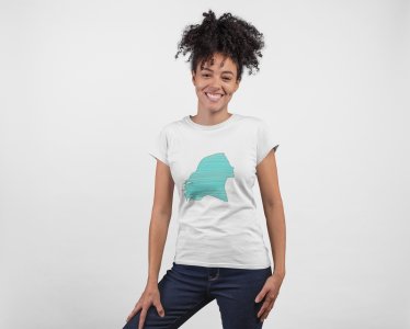 Blue Lady - Line Art for Female - Half Sleeves T-shirt