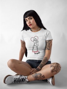 Love You - Line Art for Female - Half Sleeves T-shirt