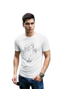 Love In Drink - Line Art for Male - Half Sleeves T-shirt