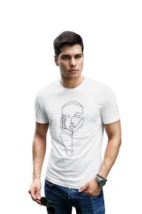 Palm on Cheek - Line Art for Male - Half Sleeves T-shirt