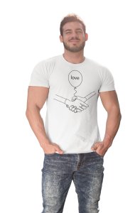 Love in Handshake - Line Art for Male - Half Sleeves T-shirt