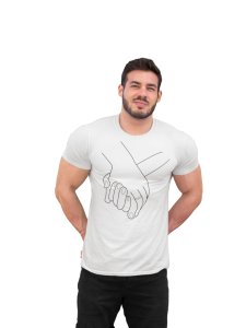 Holding Hands - Line Art for Male - Half Sleeves T-shirt