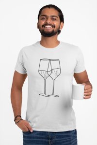Wine Glasses - Line Art for Male - Half Sleeves T-shirt