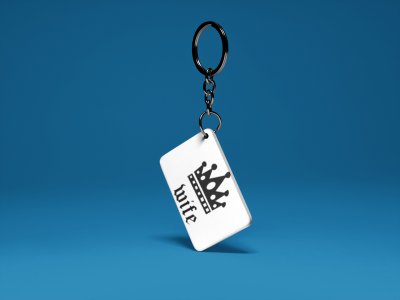 Husband, Wife - Crown-Couple Keychain-White -Valentine's Special Keychains(Pack Of 2)