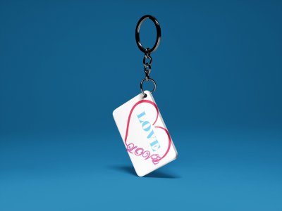 Love Text Inside Heart-White -Valentine's Special Keychains(Pack Of 2)