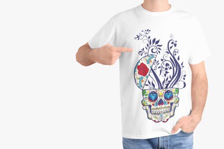 Colourful open mind skull - White - printed T-shirts - Men's stylish clothing - Cool tees for boys