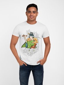 lady art - printed White T-shirts - Men's stylish clothing - Cool tees for boys