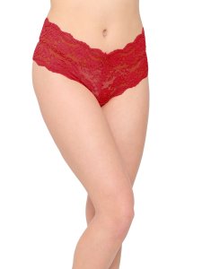 N-Gal Women's Floral Lace Mid Waist Criss Cross Back Underwear Lingerie Brief Panty _Red