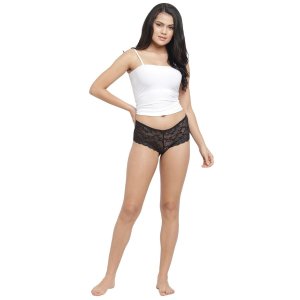 N-Gal Women's Lace See Through Mid Waist Underwear Lingerie Knickers Brief Panty_Black_S