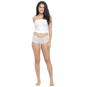 N-Gal Women's Lace See Through Mid Waist Underwear Lingerie Knickers Brief Panty_White