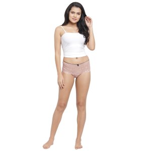 N-Gal Women's Erotic Lace See Through Mid Waist Underwear Lingerie Knickers Brief Panty_Beige