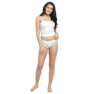 N-Gal Women's Edge Floral Lace Design Mid Waist Underwear Lingerie Brief Panty_White
