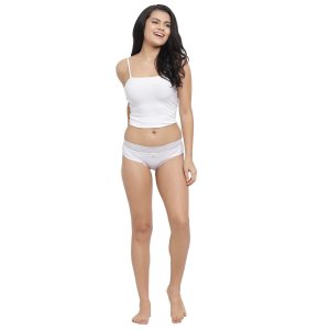 N-Gal Women's Floral Lace Edge Mid Waist Underwear Lingerie Brief Panty_White
