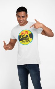 Run Faster - Yellow - White - Printed - Sports cool Men's T-shirt