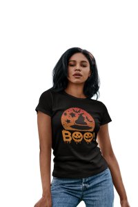 Boo - Printed Tees for Women's - designed for Halloween
