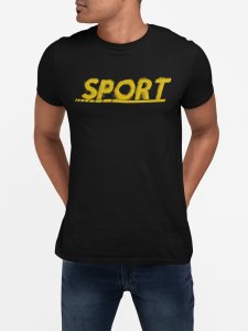 Sport - Yellow Text - Black - Printed - Sports cool Men's T-shirt