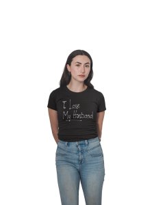 Love my-printed family themed cotton blended half-sleeve t-shirts made for women (black)