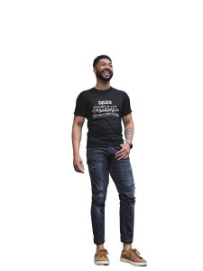 Dad knows alot grandpas knows -printed family themed cotton blended half-sleeve t-shirts made for men (black)
