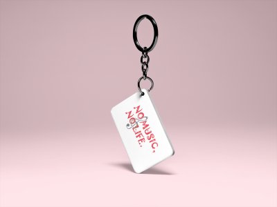 No Music No Life-White -Designable Musicllnstrument Keychain ( Combo Set Of 2)