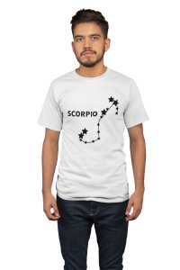 Scorpio stars (BG Black) (White T) - Printed Zodiac Sign Tshirts - Made especially for astrology lovers people