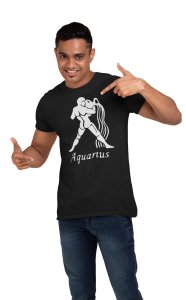 Aquarius symbol (BG white) - Printed Zodiac Sign Tshirts - Made especially for astrology lovers people