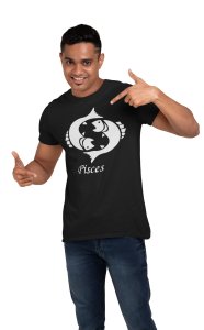 Pisces symbol (BG white) - Printed Zodiac Sign Tshirts - Made especially for astrology lovers people