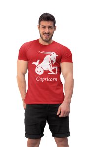 Capricorn (BG White) (Red T) - Printed Zodiac Sign Tshirts - Made especially for astrology lovers people