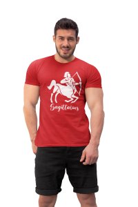 Sagittarius (BG White) (Red T) - Printed Zodiac Sign Tshirts - Made especially for astrology lovers people