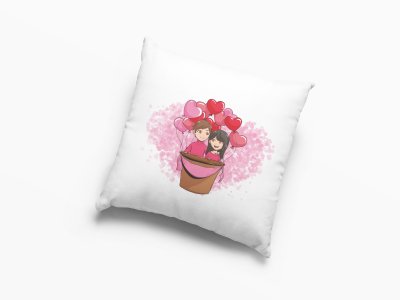 Heart Hot Balloon Couple-Printed Pillow Covers For (Pack Of Two)