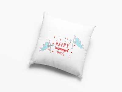 Happy Valentine's Day With Too Cute for Cupid -Printed Pillow Covers For (Pack Of Two)