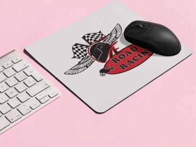 Road Racing (BG Red ) - Designable Printed Mousepads(20cm x 18cm)