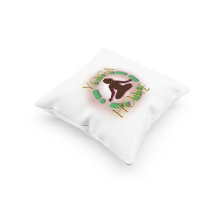 Yoga Home Text In Yellow -Printed Pillow Covers(Pack Of 2)